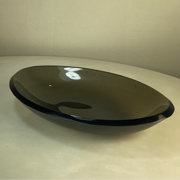 Vintage Thick Smoke Grey Gray Lucite Acrylic Plexiglass Bowl Dish Polished Edge - Picture 9 of 13